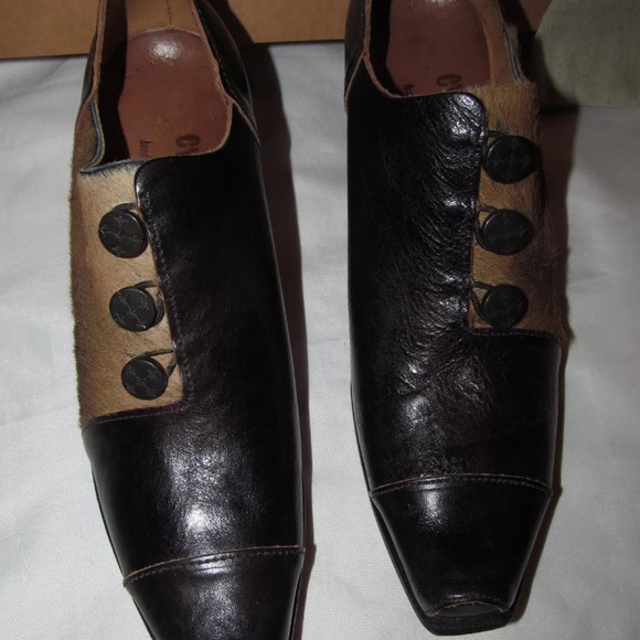 CYDWOQ calf hair kitten heel steampunk ankle boots - Picture 2 of 6